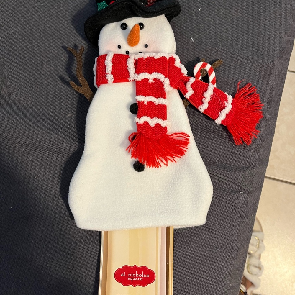 St. Nicholas Square Snowman with Red Scarf Wine Bottle Gift Sleeve